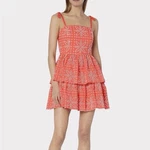 Milly Easton Tile Eyelet Mini Dress Coral White Size 6. Fixed Price $62.50.