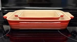 Le Creuset Baking Dish Of 2 Color Cerise Red. Fixed Price $100.00.