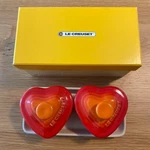 Le Creuset Petit Ramekin D'amour With Tray Lid Orange Heart Shaped Stoneware. Fixed Price $54.10.