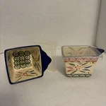 Lot Of 2 Temp-tations Ovenware Square Old World Ramekin Bowls W/ Lids 10 Oz.. Fixed Price $14.99.