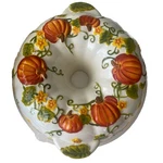 Temptations Tara Figural Pumpkin Round Fluted Cake Pan W/lid 2.5 Qt Hand Painted. Fixed Price $24.98.