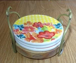 Pioneer Woman Coasters With Stand Set Of 3. Fixed Price $5.00.