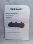 Farberware Triple Slow Cooker MD-QH4501A Original Owners Manual Oem.. Fixed Price $8.95.