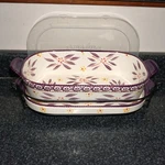 Temp-tations By Tara Old World Eggplant Oval Baking Dish W/ Lids & Wire Rack 2QT. Fixed Price $33.25.