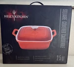 Hells Kitchen 2.5 Qt. Square Covered Casserole Enameled Fine Quality Stoneware. Fixed Price $31.50.