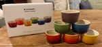Le Creuset Stoneware Rainbow Multicolor Of 6 3.5OZ Mini Ramekins Nib. Fixed Price $79.99.