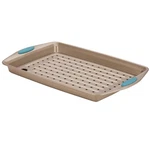 Rachael Ray Cucina Nonstick Crisper Pan Set, Latte Brown With Agave Blue Handles. Fixed Price $32.99.