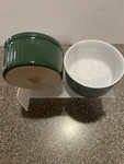Emile Henry Set Of 2 Ribbed Custard Ramekins 40-08 Forest Green France Exc Cond. Fixed Price $28.80.