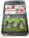 New Holiday Style Cookie Sheet Pan 3 Cutters Cooling Rack 5 Pc Set. Fixed Price $16.49.