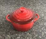 Creuset Stoneware Mini Round Cocotte Casserole Dish 8 Oz Cerise Red. Fixed Price $26.99.