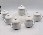 Pot De Creme Cups With Lids. 6 Sets. One Apilco France, 5 Unmarked. See.... Fixed Price $86.03.