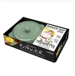 Gourmet Du Village, Sage Green Ceramic Brie Baker Gift Set With Garlic Bread Dip. Fixed Price $52.00.