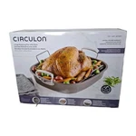Circulon Oval Large Roasting Pan W/ Rack 18" X 15" , Nonstick Steel. Fixed Price $55.61.