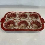 Temptations Old World Ceramic Ovenware Orange 6 Cupcake Muffin Pan Bakeware. Fixed Price $24.99.