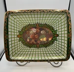 Vintage Daher Decorated Ware Tin Tray Floral & Fruit 17.5 X 13.75 Uk 1960S Euc. Fixed Price $20.00.