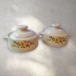Sweet Flowers Bake, Serve Store Stoneware Bowls With Lids 1980. Fixed Price $14.00.