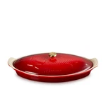 Creuset Fish Baker Stoneware Oval - Cerise Red Brand Sealed. Fixed Price $149.99.