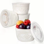 Artena Ramekins With Lids, Creme Brulee Oven 8 Oz, Damask Floral. Fixed Price $47.29.