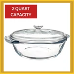 Anchor Hocking 2 Quart Round Glass Clear Cut Casserole Baking Dish Medium. Fixed Price $32.99.