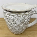 Hand-painted Coffee Tea Mug With Lid Grape Tara At Home Dee-vine White. Fixed Price $14.45.