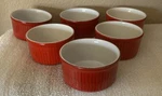 Set Of 6 Red Emile Henry 40-08 Ramekins Souffl Custard Cups France. Fixed Price $40.00.