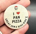 Vintage Pizza Hut Love Pan - Great Iowa Bike Ride X Pin Button 1.75". Fixed Price $7.95.