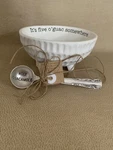 Mud Pie Circa Guacamole And Salsa Serving Dish Spoon Set Five O'guac New. Fixed Price $25.00.