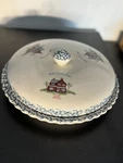 Home Sweet Pie Taker 10.5" Country House Dolengorp Stoneware White Pink !. Fixed Price $25.00.