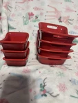 Rachael Ray Red Ceramic Rectangle 5.5" X 4" Double Handle Baking Dish Lot Of. Fixed Price $24.99.