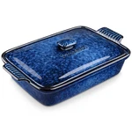 Vancasso 1.9 QT/3.8 Blue Baking Dish With Lid Stoneware Bakeware Lasagna Pan. Fixed Price $38.99.