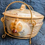 Yellow Old World Temptations Ovenware - 2.5 Qt. Wire Rack Chicken Casserole Dish. Fixed Price $40.00.