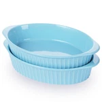 Leetoyi Porcelain Small Oval Au Gratin Pans, Baking Dish Set For 1 Turquoise. Fixed Price $36.99.