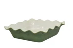 Emile Henry Square Ruffled Baking Dish Green Olive 9.5" France New. Fixed Price $70.99.