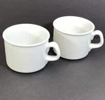 Dansk Cafe Blanc Rimmed White Porcelain Flat Cups Mugs Modern Chic Set Of 2. Fixed Price $22.99.