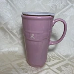 Longaberger Pottery Woven Traditions Pink Breast Cancer Travel Mug New Box. Fixed Price $15.99.