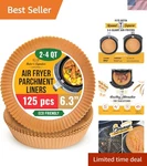 Natural 6.3 Round Parchment Paper Liners For Air Fryers - 125 Disposable Sheets. Fixed Price $19.79.