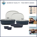 French Navy Stoneware Baking Dishes, Microwave & Oven Safe 10-PIECE Set. Fixed Price $176.20.