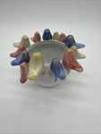 Creative Co-op Birds Rim Small Stoneware Planter Reactive Glaze Colorful Pot. Fixed Price $18.99.