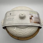 Pioneer Woman Vintage Lace Stoneware 2.5 Qt Handled Serving Bowl With Lid. Fixed Price $39.99.