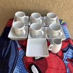 Target Threshold Porcelain Square White Cereal Soup Bowls 7 And 6 Mugs/cream Cup. Fixed Price $95.00.