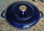 New Merten & Storck German Enameled Iron Round 5.3QT Dutch Oven Cobalt Blue. Fixed Price $110.00.
