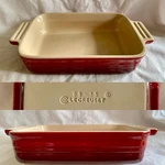 Creuset Red Stoneware Baker # 09 15 Rectangular W/handles Nice Size! (E4). Fixed Price $24.95.