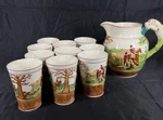 Wedgwood English Ceramic Dye Ken John Peel Fox Hunting Pitcher & 10 Cups As. Fixed Price $399.99.
