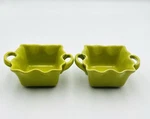 2 Nos Bia Cordon Bleu Wavy Chartreuse Square Bakers W/handles Rare Color Retired. Fixed Price $24.00.
