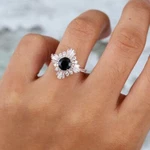 14K Gold Natural Diamond And Black Onyx Art Deco Style Engagement Ring (1 Pc). Fixed Price $2708.10.