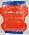 Porcelain Bakeware Ramekins 4 White 6OZ Creme Brulee Souffle Cups/ Oven To Table. Fixed Price $13.00.