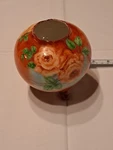 Vtg Hand Painted, Three Footed Vase, Red With Pink Rose's, Porcelain. Fixed Price $25.00.