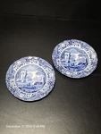 2 Spode Italian Blue White 7.5" Salad Dessert Plate England C1816 S3447-AS Vtg. Fixed Price $22.50.