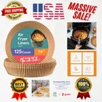 Non-stick 7.9 Inch Air Fryer Liners 125 Count Parchment Paper For Easy Cleanup. Fixed Price $29.99.