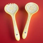 Temptations By Tara Presentable Ovenware Set Of Salad Servers Yellow Old World. Fixed Price $24.95.